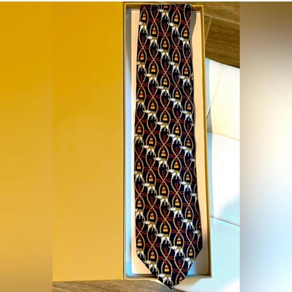 Burberry London Vintage Men's Tie All Silk Classic Nova Check Navy Blue Designer - Picture 1 of 3